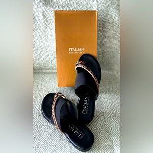 Toscanella Sandal Women’s Size 8.5 Jaded, Black Leopard Print. Made in Italy!